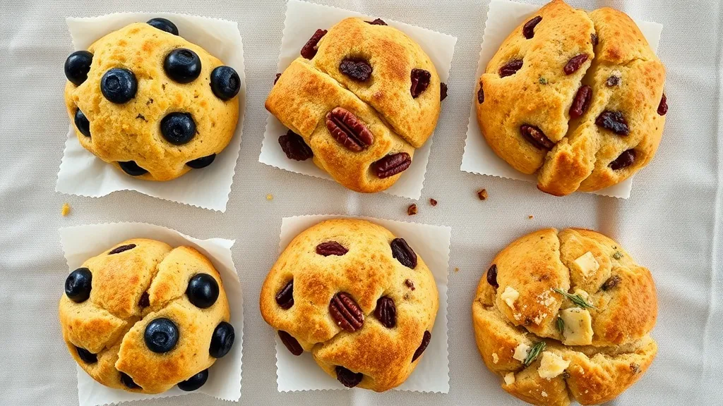 Honey scone variations with lemon blueberry, dried cranberry orange, and chocolate chip