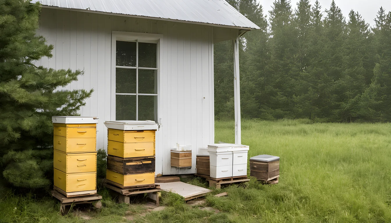 Illustration of a beekeeping supply store