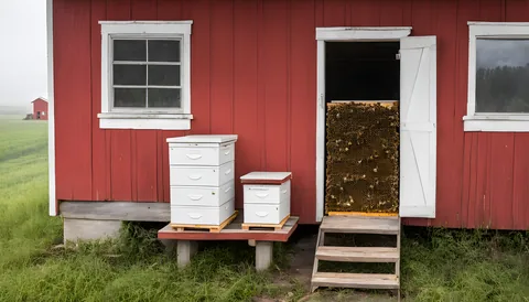 Illustration of a beekeeping supply store