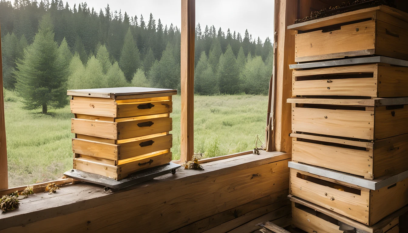 Illustration of a beekeeping supply store