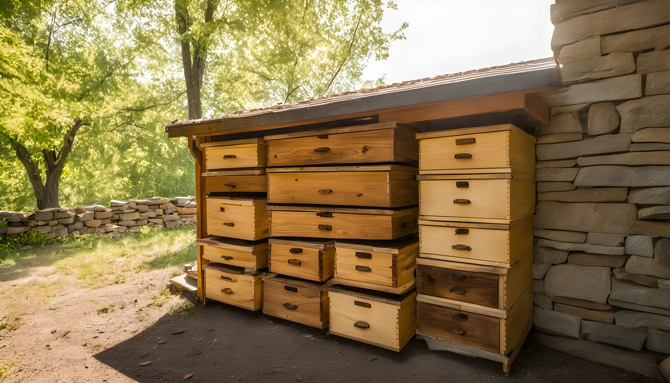 Illustration of a beekeeping supply store