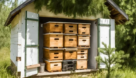 Illustration of a beekeeping supply store