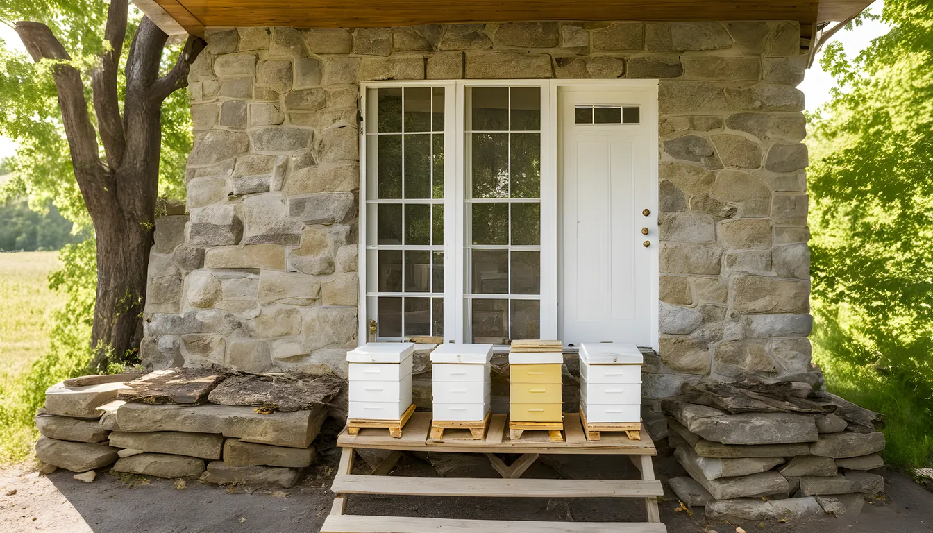 Illustration of a beekeeping supply store