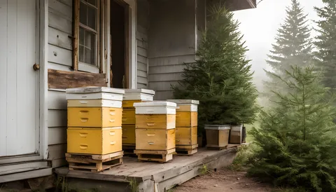 Illustration of a beekeeping supply store