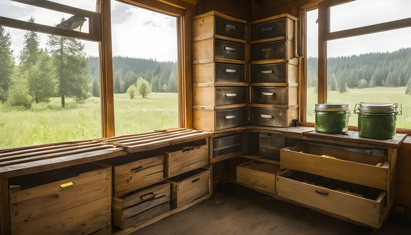 Illustration of a beekeeping supply store