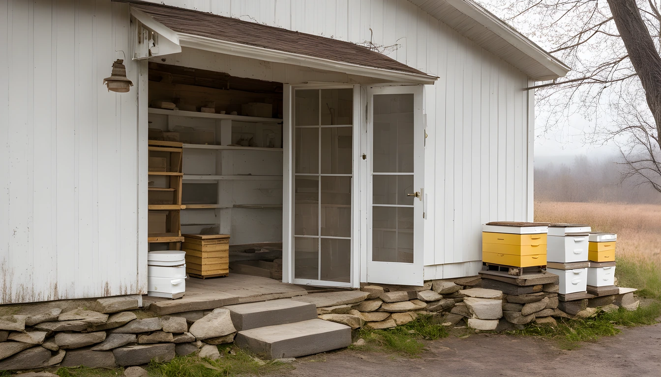 Illustration of a beekeeping supply store