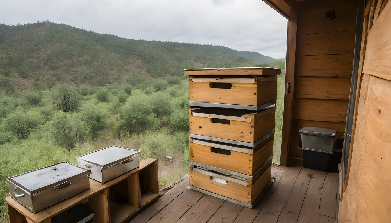 Illustration of a beekeeping supply store