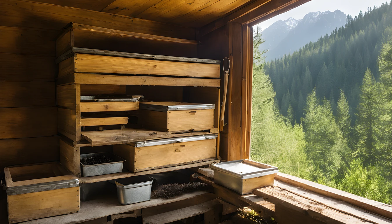 Illustration of a beekeeping supply store