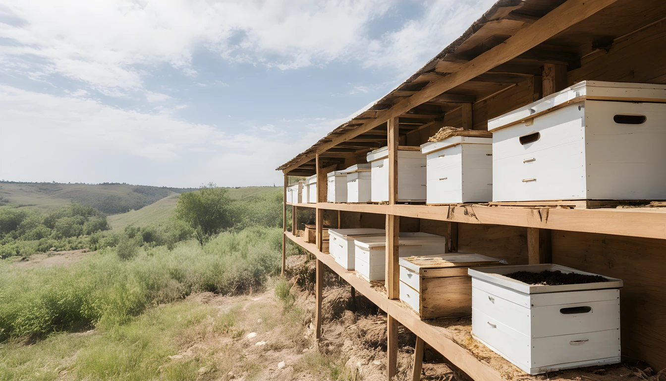 Illustration of a beekeeping supply store