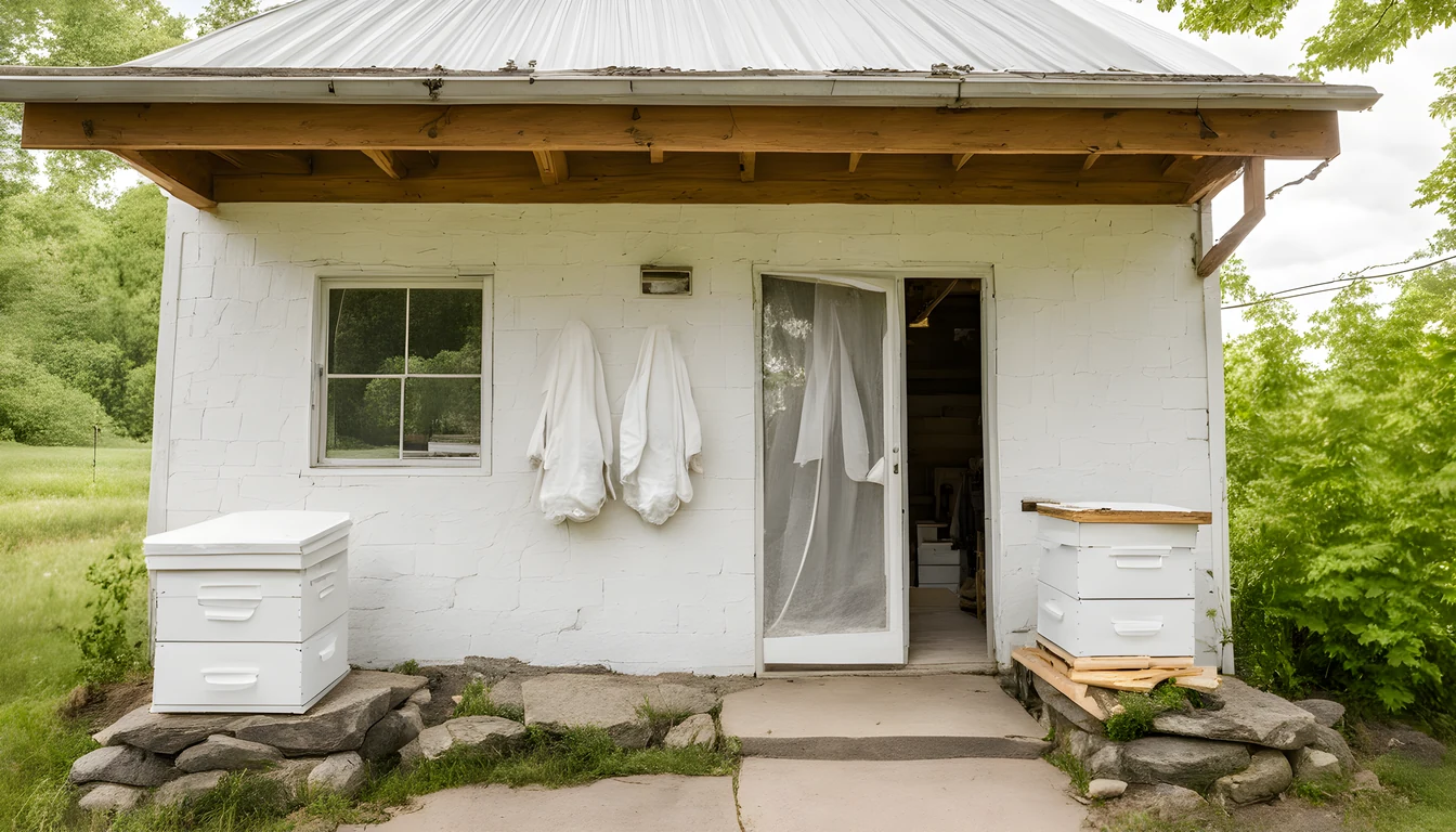 Illustration of a beekeeping supply store