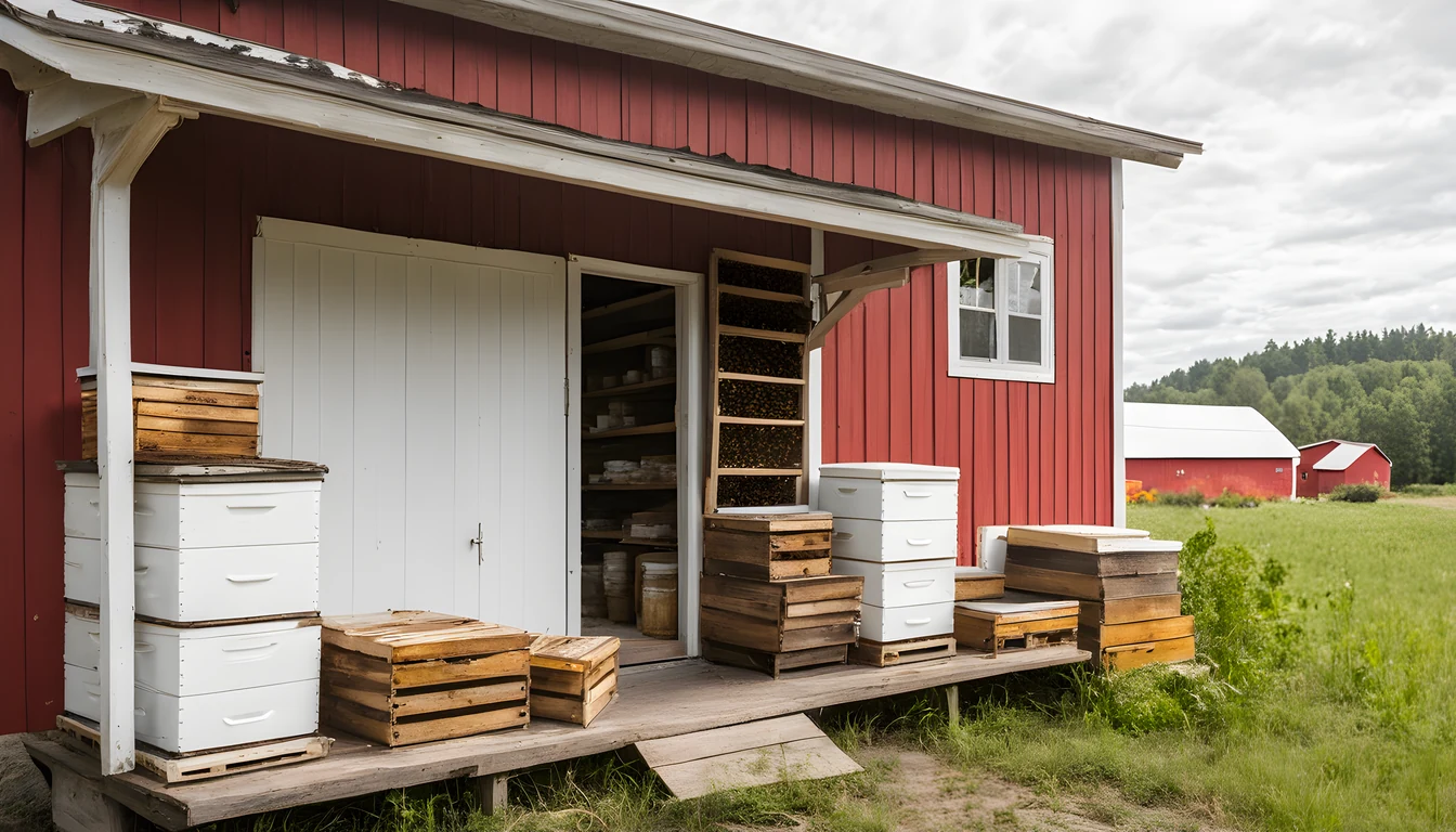 Illustration of a beekeeping supply store