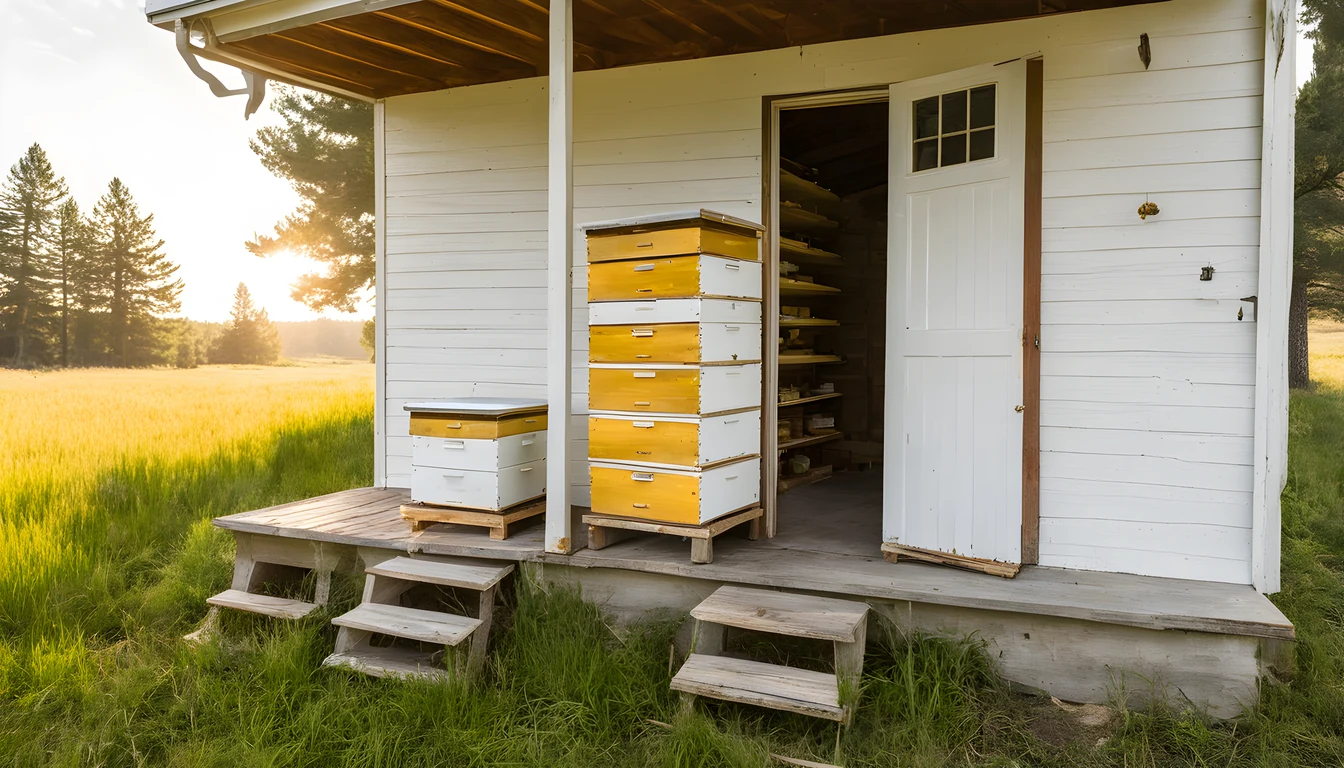 Illustration of a beekeeping supply store