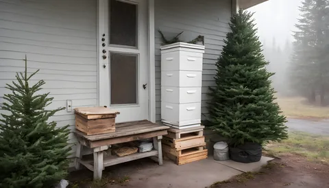 Illustration of a beekeeping supply store