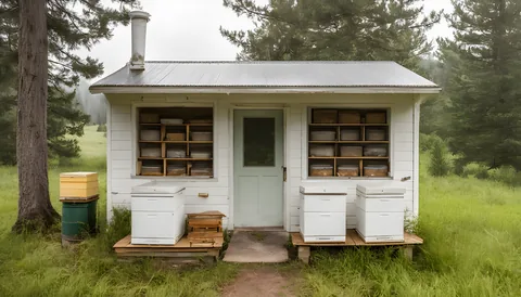 Illustration of a beekeeping supply store