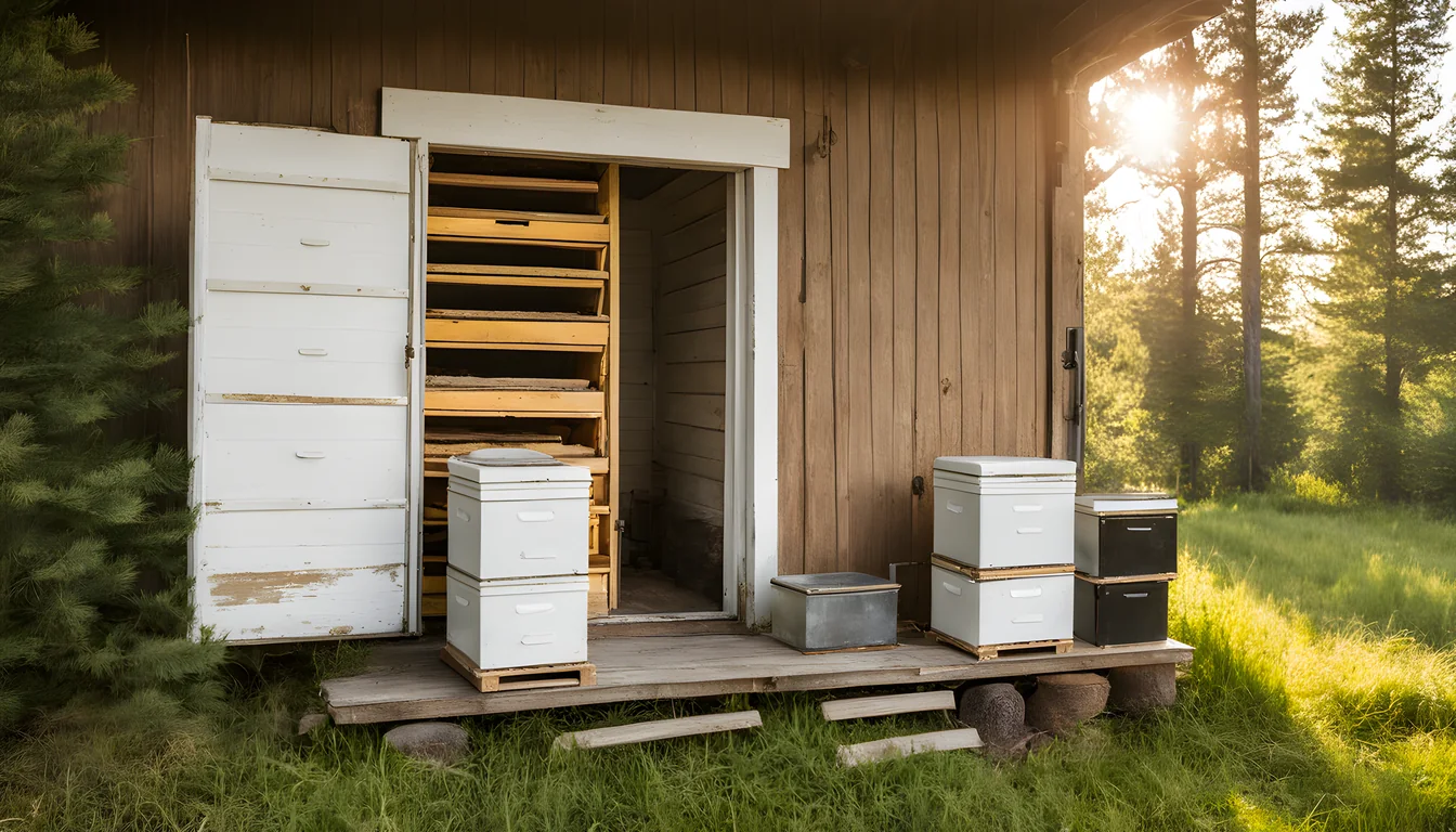 Illustration of a beekeeping supply store