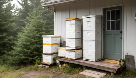 Illustration of a beekeeping supply store