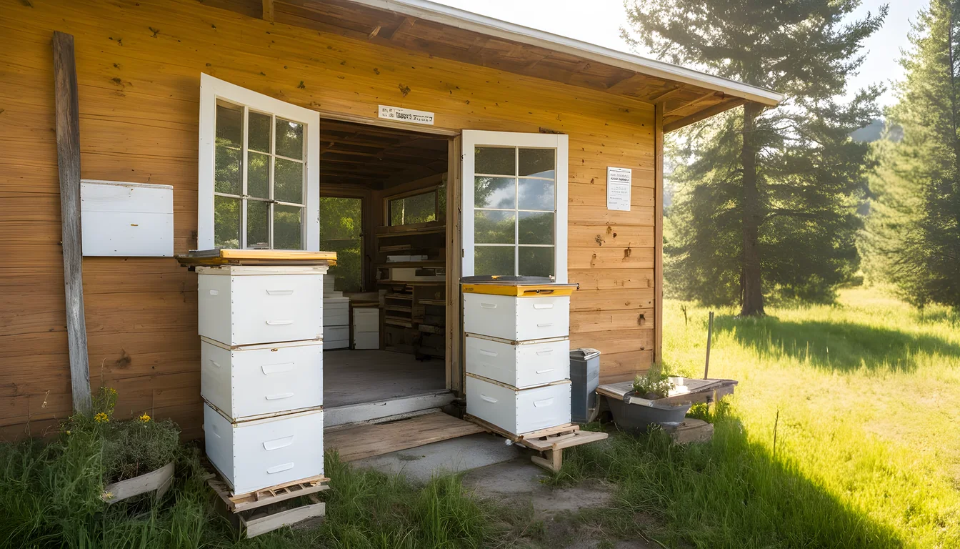 Illustration of a beekeeping supply store