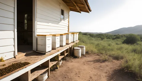 Illustration of a beekeeping supply store