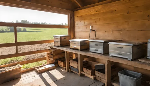 Illustration of a beekeeping supply store