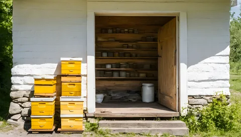 Illustration of a beekeeping supply store