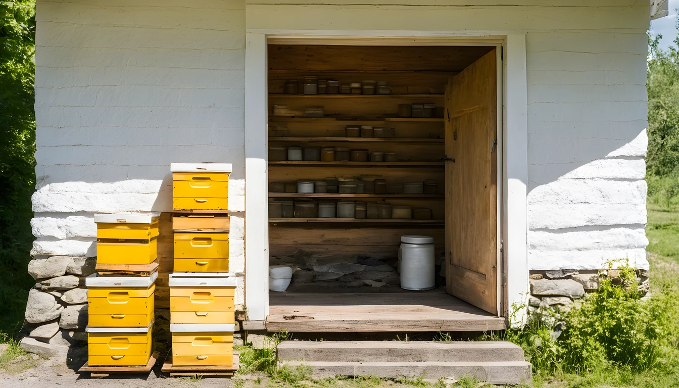 Illustration of a beekeeping supply store