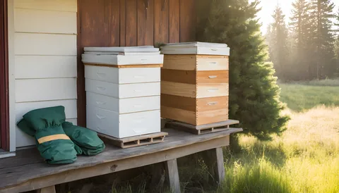 Illustration of a beekeeping supply store