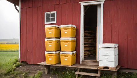 Illustration of a beekeeping supply store