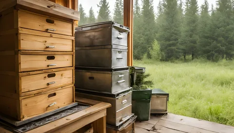 Illustration of a beekeeping supply store