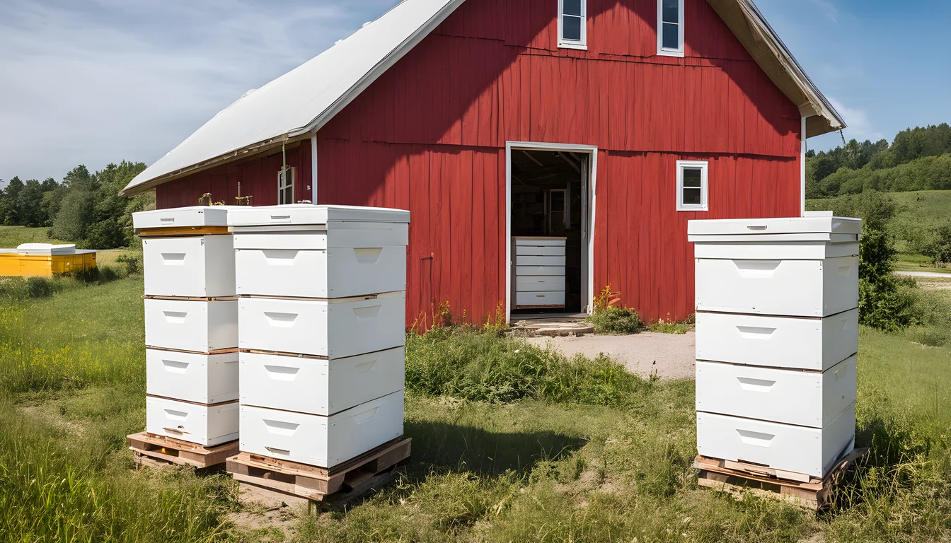 Illustration of a beekeeping supply store