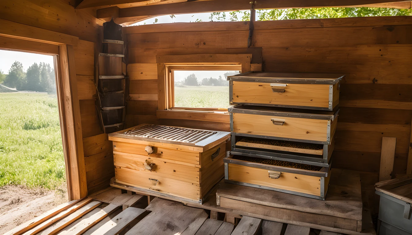 Illustration of a beekeeping supply store