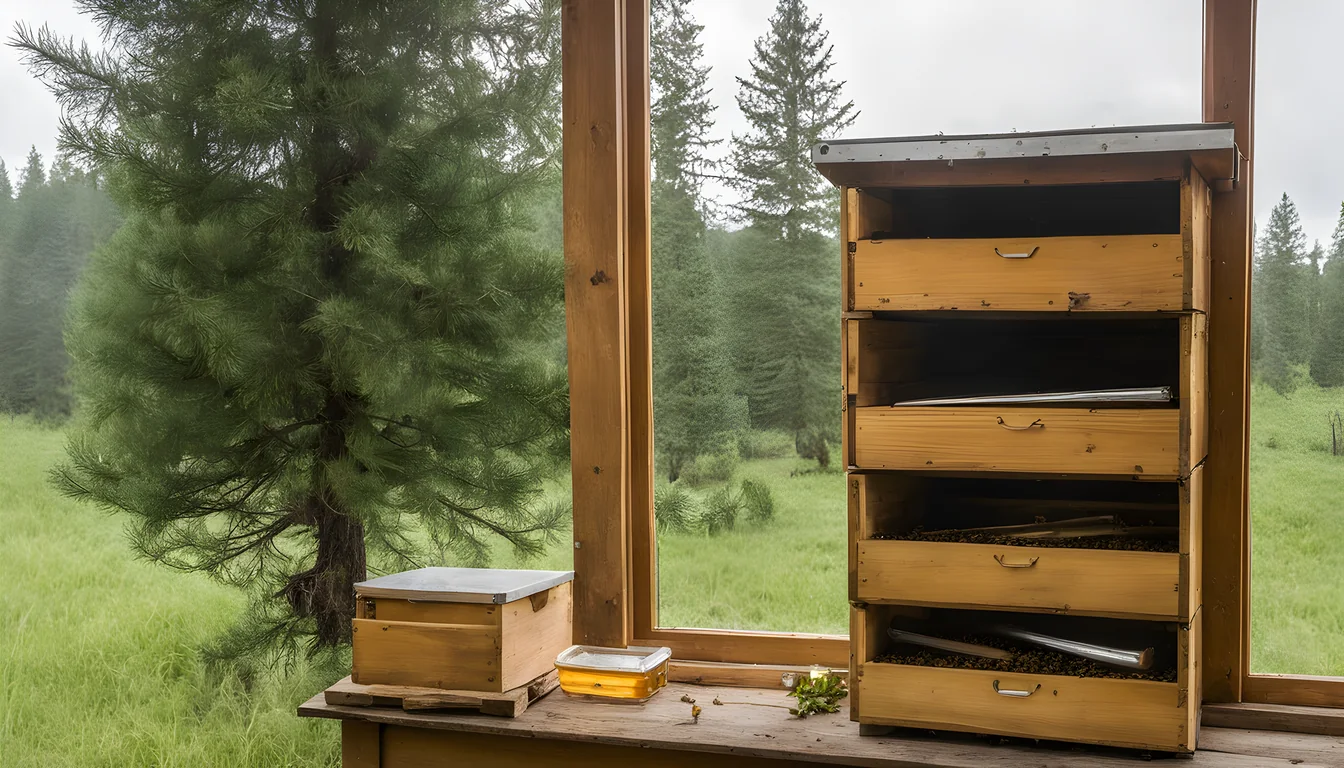 Illustration of a beekeeping supply store